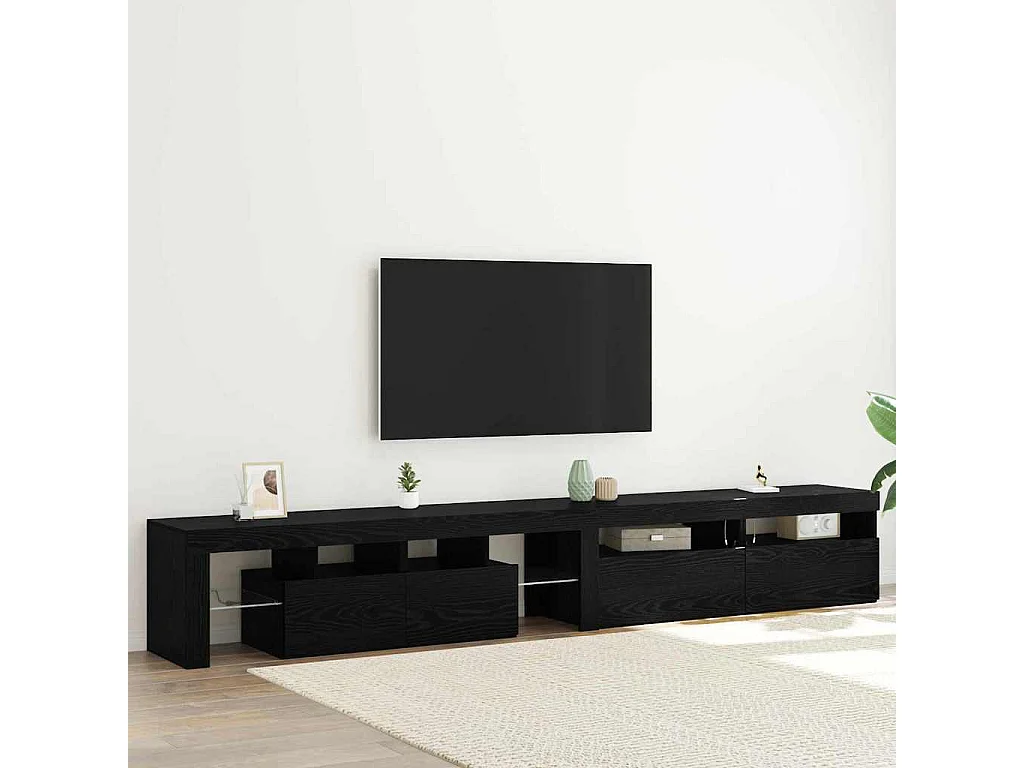TV-Schränk mit LED 3 pcs Schwarz Eichen-Optik 260 x 37 x 40 cm