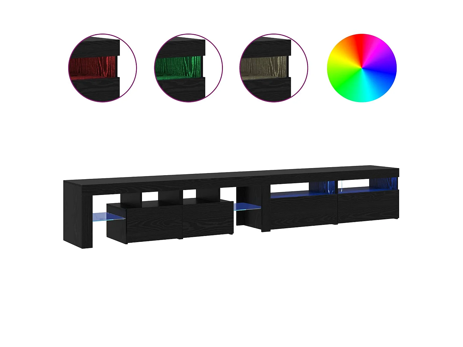 TV-Schränk mit LED 3 pcs Schwarz Eichen-Optik 260 x 37 x 40 cm