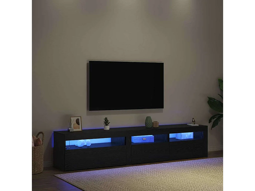 TV-Schränk 2 pcs Schwarz Eichen-Optik 195 x 35 x 40 cm