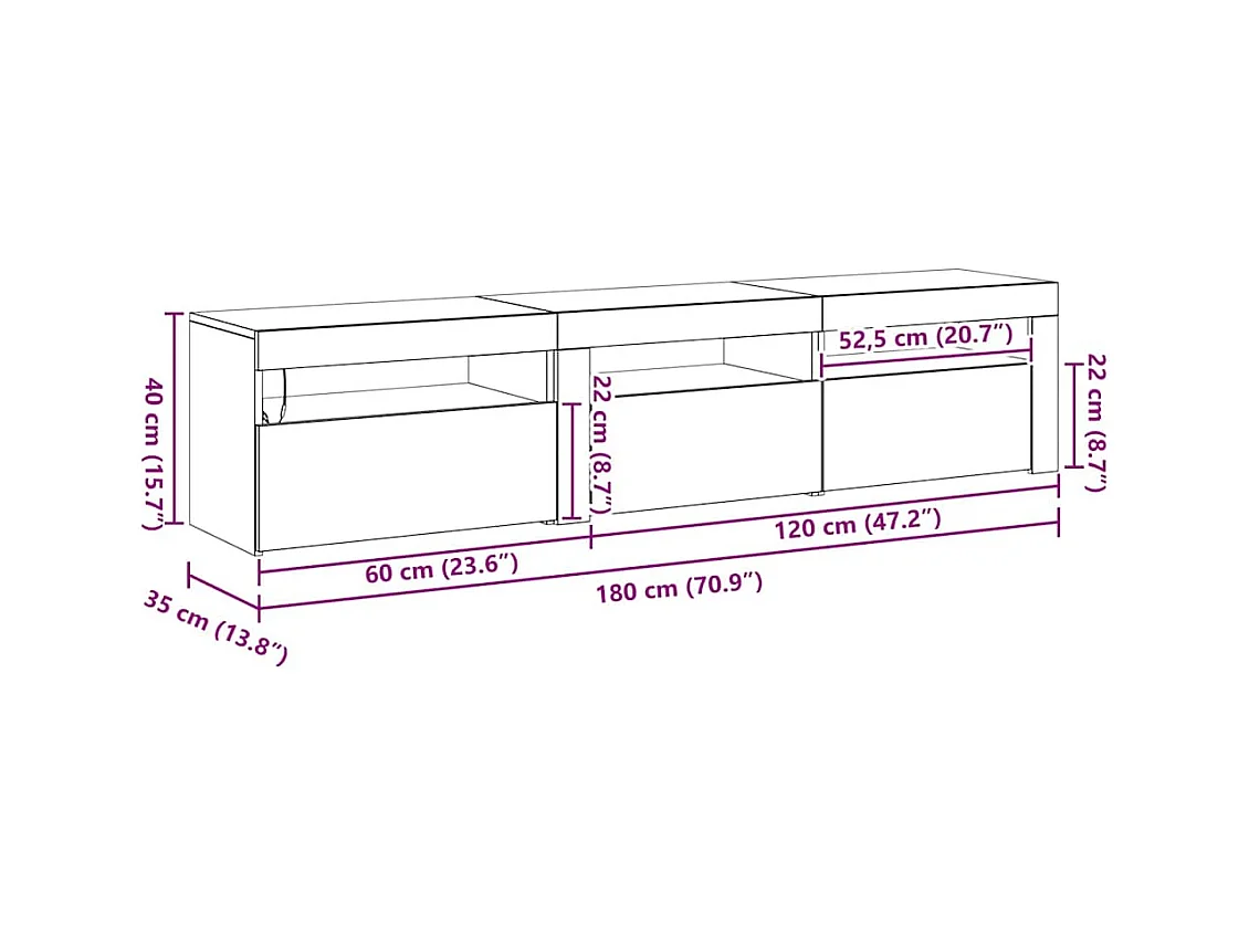 Meubles TV 2 pcs Chêne noir 180 x 35 x 40 cm Bois d'ingénierie
