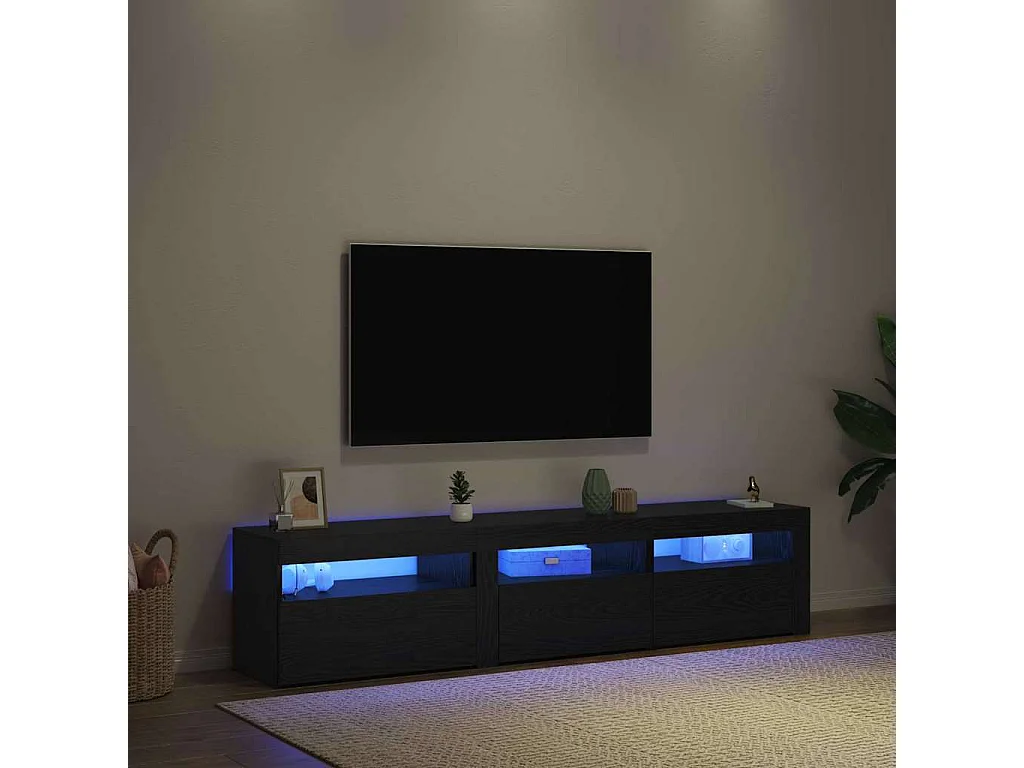 TV-kast 2 pcs Zwart Eiken 180 x 35 x 40 cm Bewerkt hout