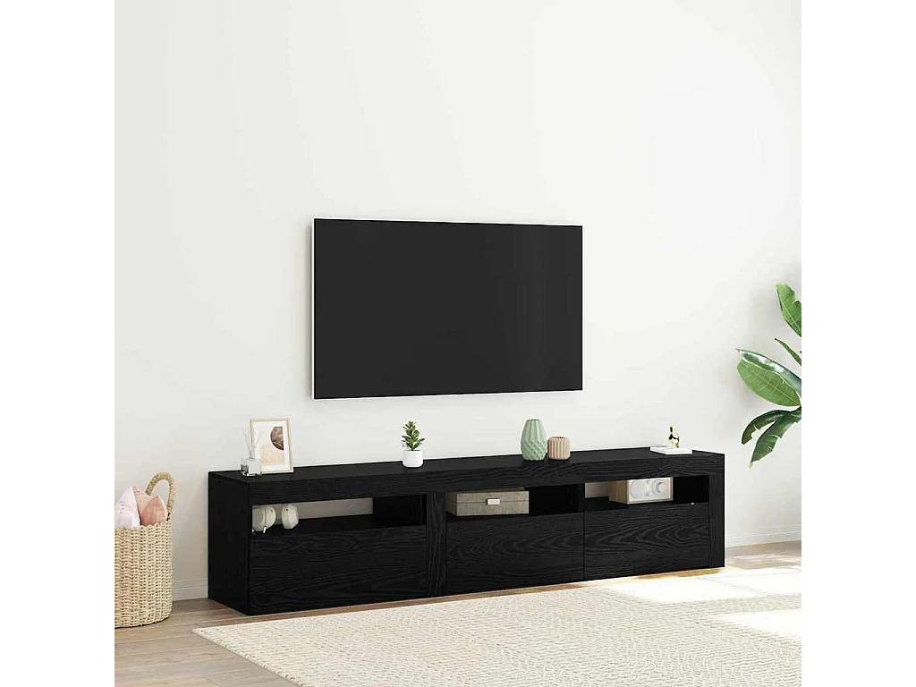 Meuble TV 2 pcs Chêne noir 180 x 35 x 40 cm Bois d'ingénierie