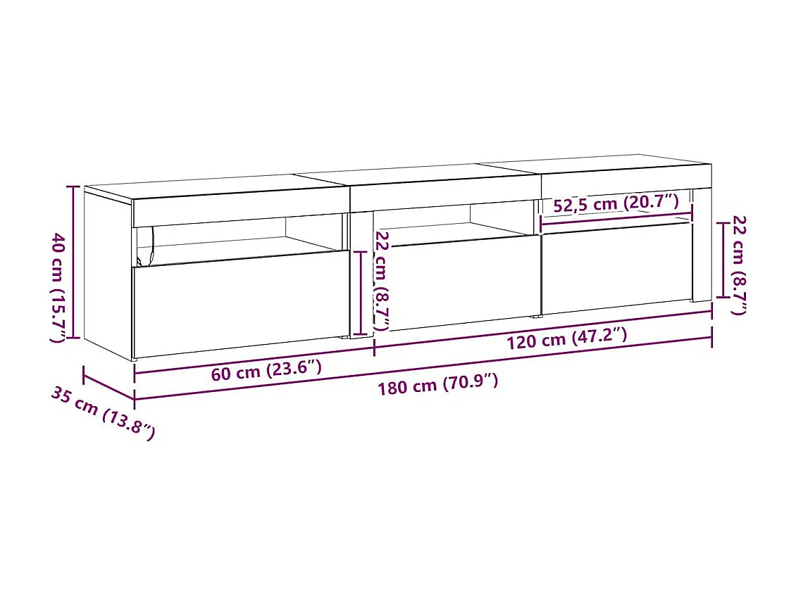 Mobile TV 2 pcs Rovere Nero 180 x 35 x 40 cm Legno multistrato