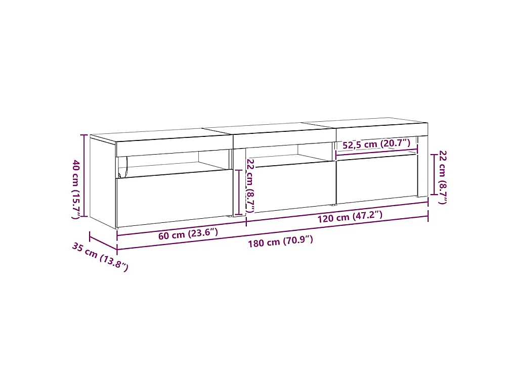 Meuble TV 2 pcs Chêne noir 180 x 35 x 40 cm Bois d'ingénierie