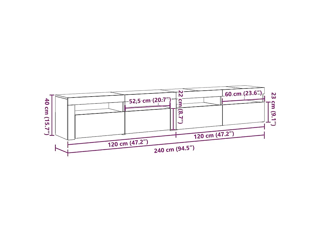 Meuble TV 2 pcs Chêne noir 240 x 35 x 40 cm Bois d'ingénierie