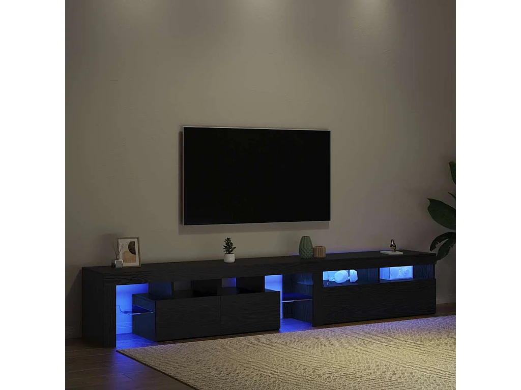 Meuble TV 2 pcs Chêne noir 290 x 37 x 40 cm Bois d'ingénierie