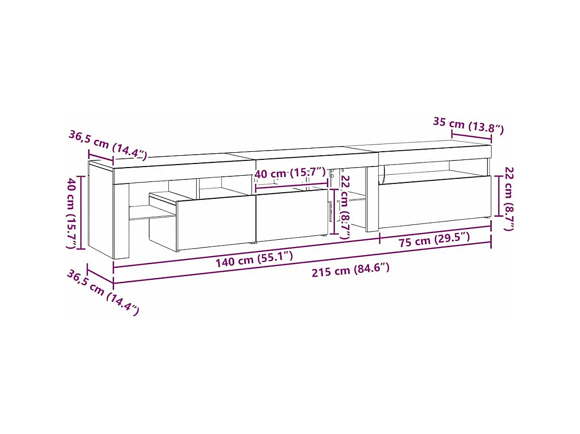 Meuble TV Chêne Noir Bois d'ingénierie & Panneau de particules