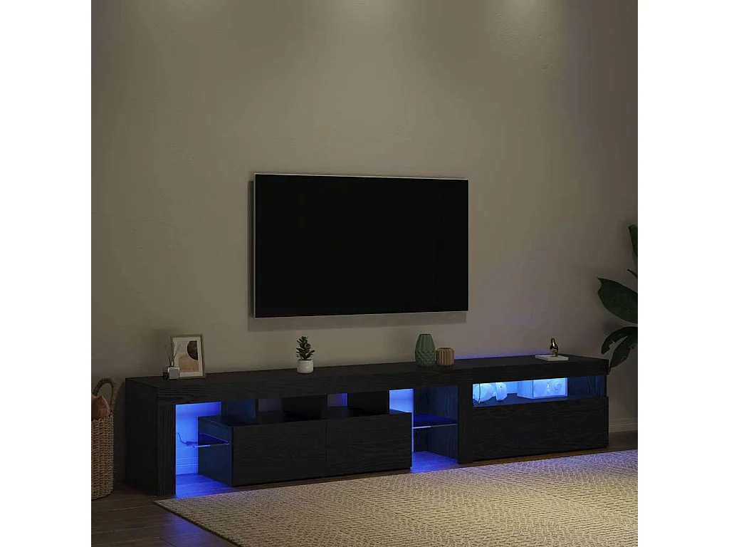 TV-kast 2 pcs Zwart Eiken 260 x 37 x 40 cm Bewerkt hout