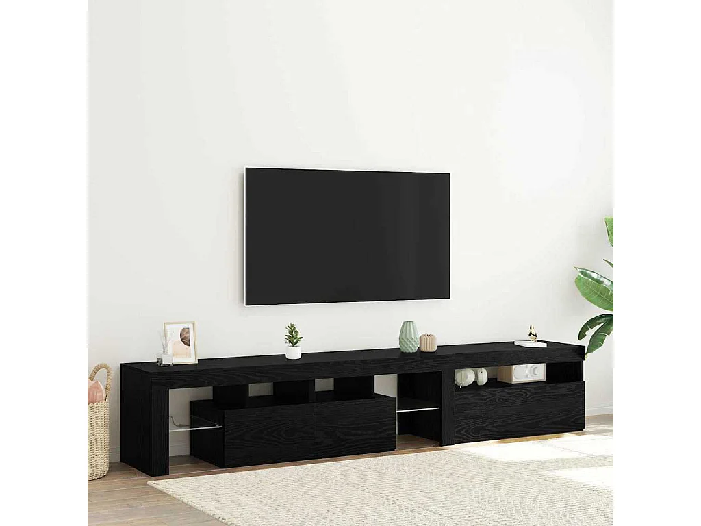 Meuble TV 2 pcs Chêne noir 260 x 37 x 40 cm Bois d'ingénierie