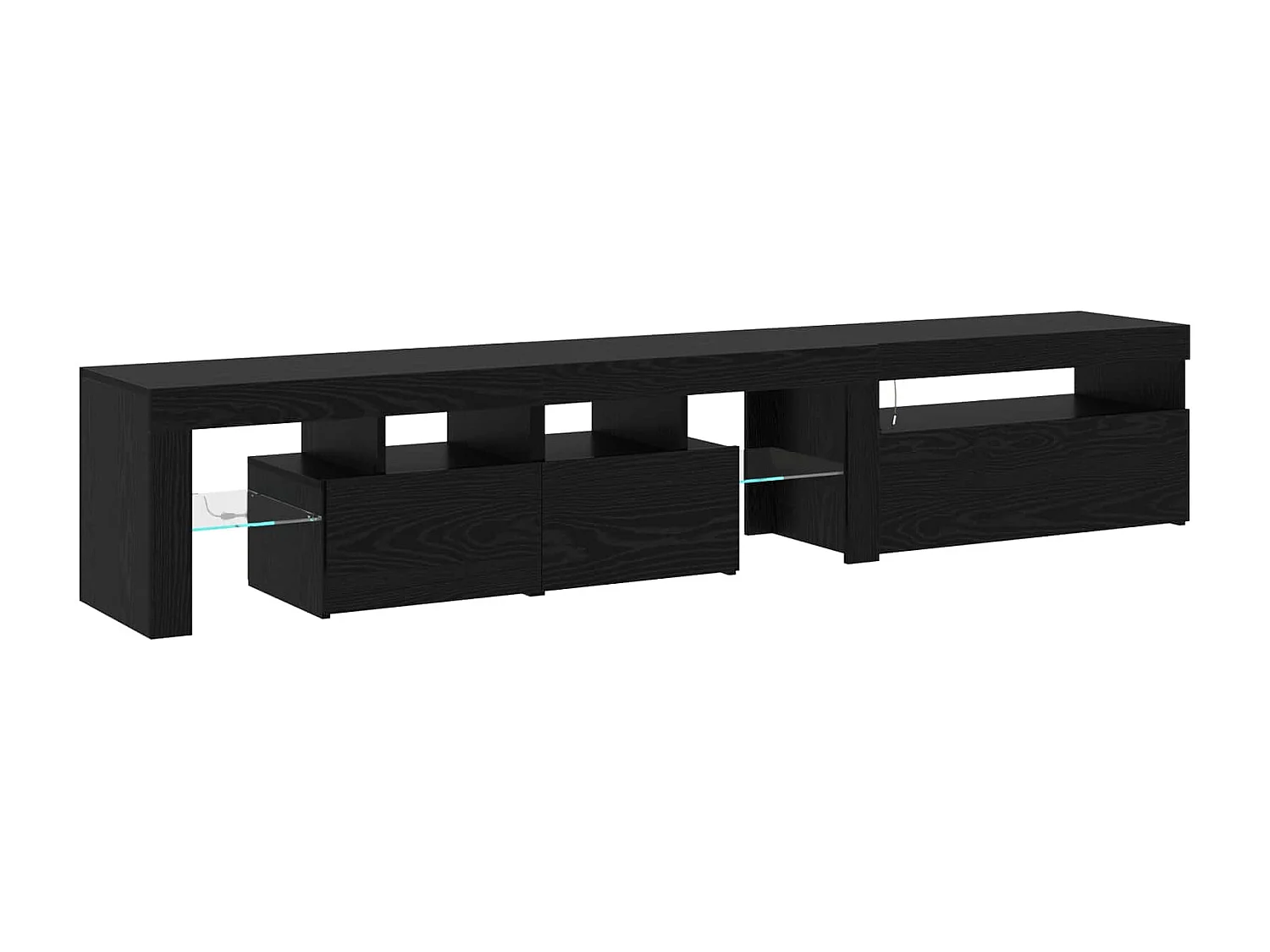 Mobile TV con led 2 pcs Rovere Nero 215 x 36,5 x 40 cm