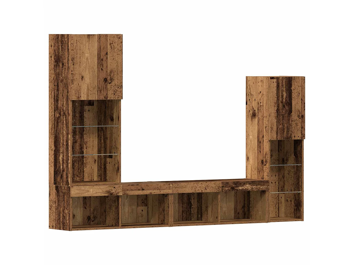 Meuble TV 4 pc Bois ancien Bois d'ingénierie
