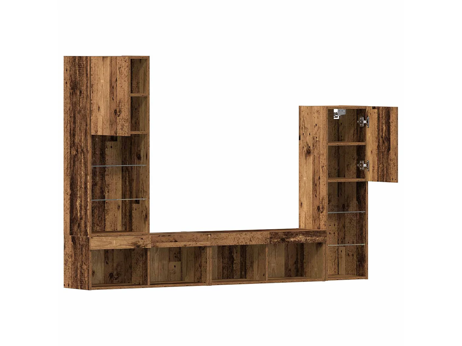 Meuble TV 4 pc Bois ancien Bois d'ingénierie