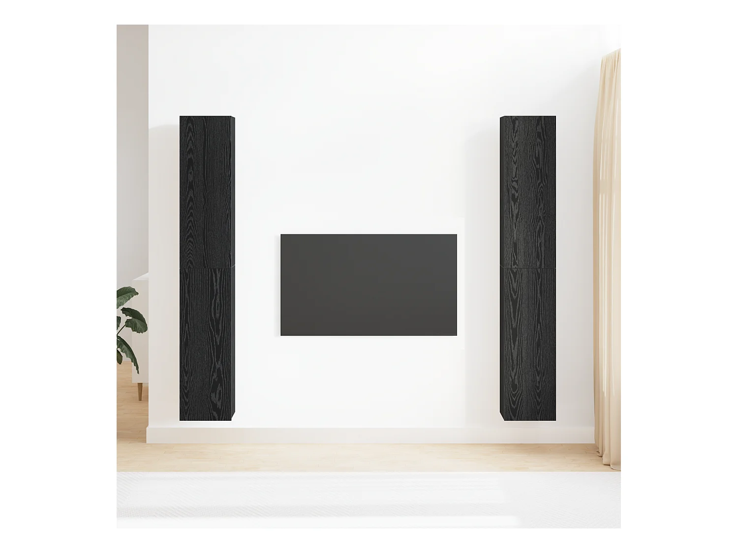 Set de meubles TV 4 pièces Chêne noir 30.5x30x90 cm Bois d'ingénierie, Meubles TV muraux -