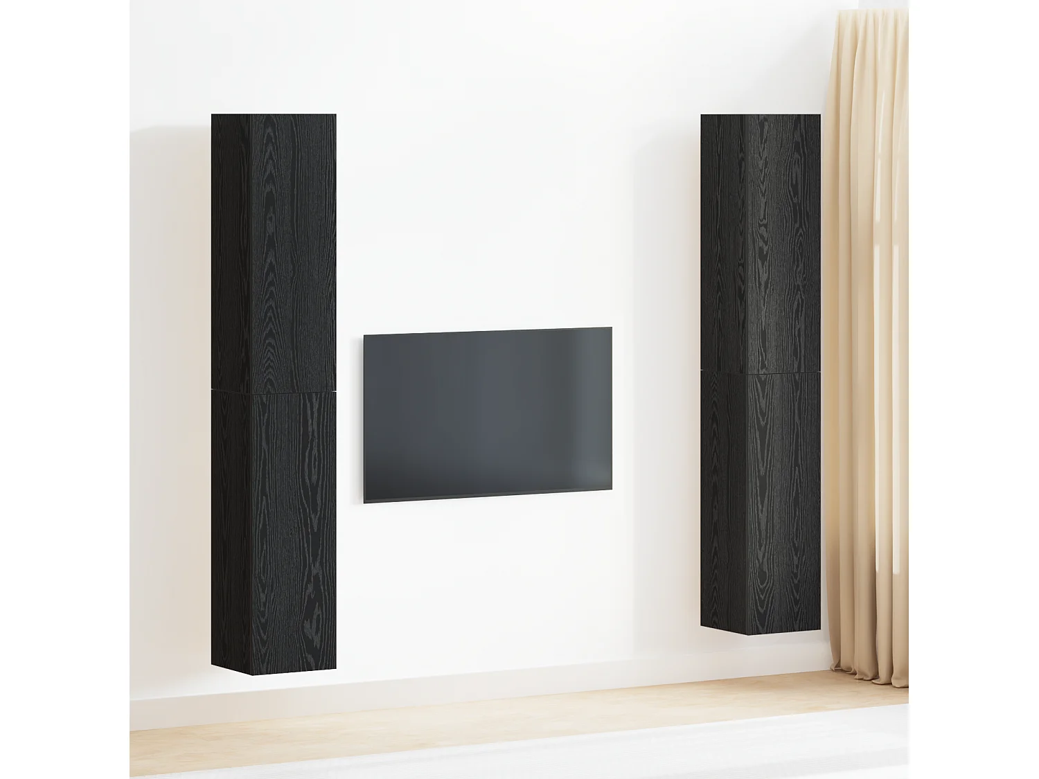 Set de meubles TV 4 pièces Chêne noir 30.5x30x90 cm Bois d'ingénierie, Meubles TV muraux -