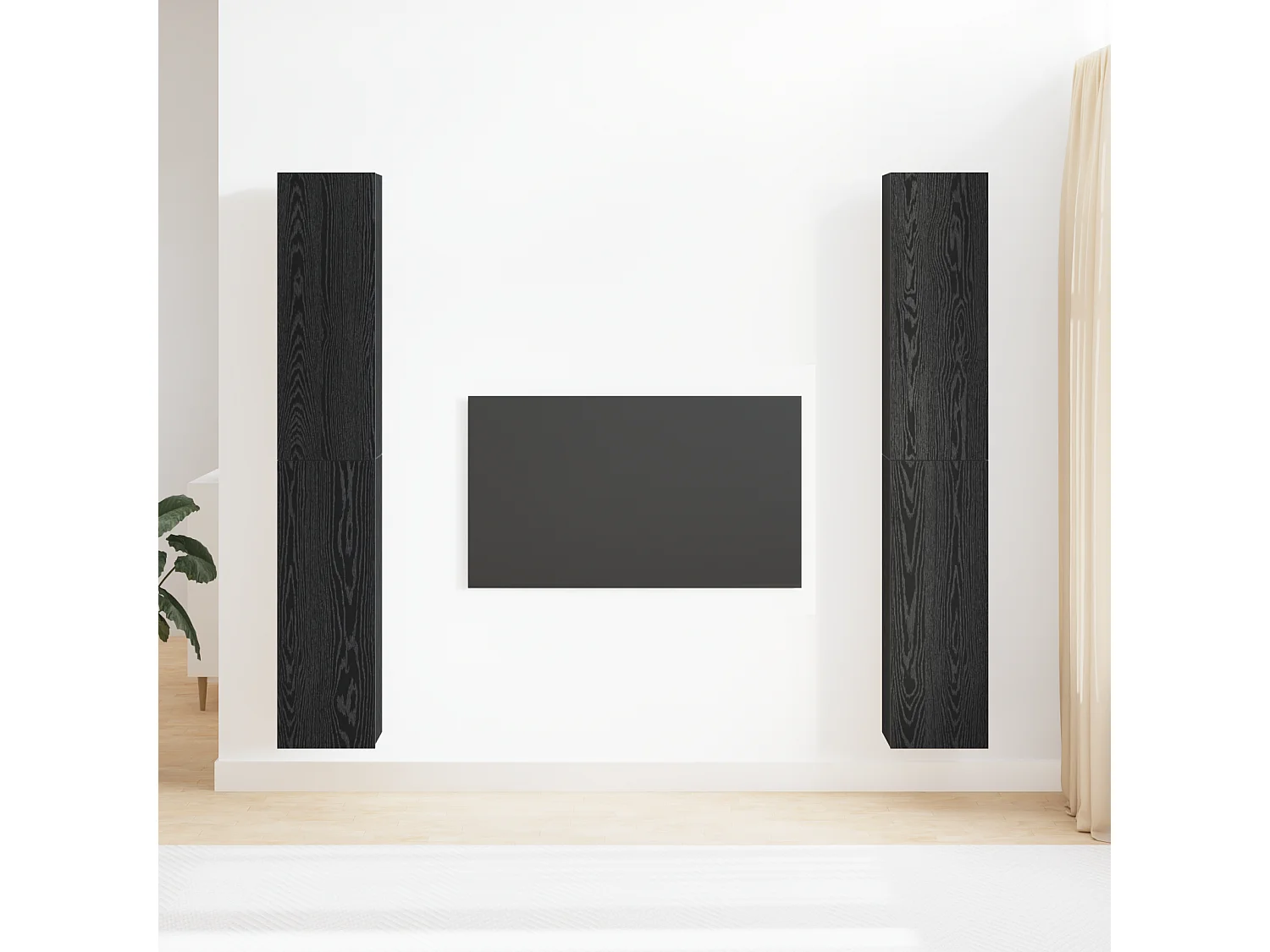 Set de meubles TV 4 pièces Chêne noir 30.5x30x90 cm Bois d'ingénierie, Meubles TV muraux -