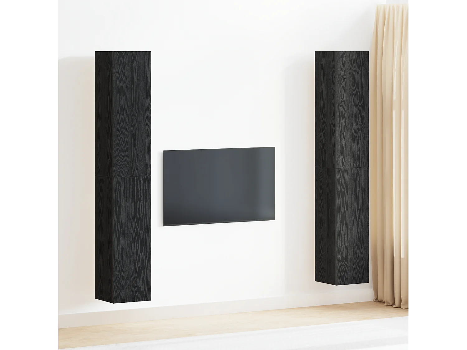 Set de meubles TV 4 pièces Chêne noir 30.5x30x90 cm Bois d'ingénierie, Meubles TV muraux -