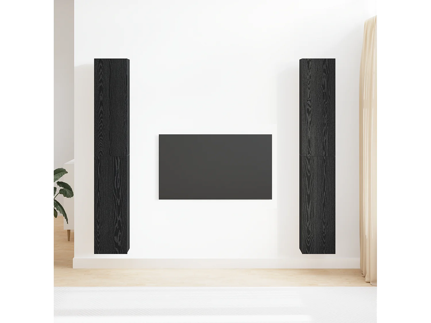 Set de meubles TV 4 pièces Chêne noir 30.5x30x90 cm Bois d'ingénierie, Meubles TV muraux -