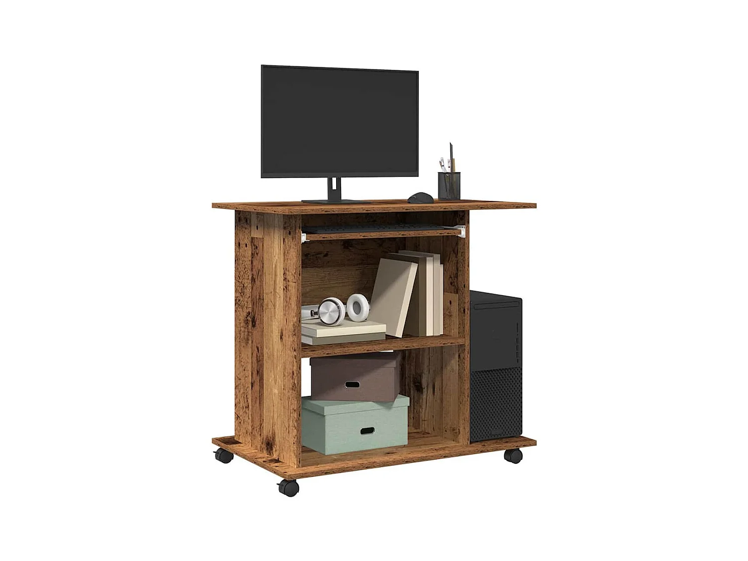 Bureau d'ordinateur vieux bois 80x50x75 cm bois d'ingénierie