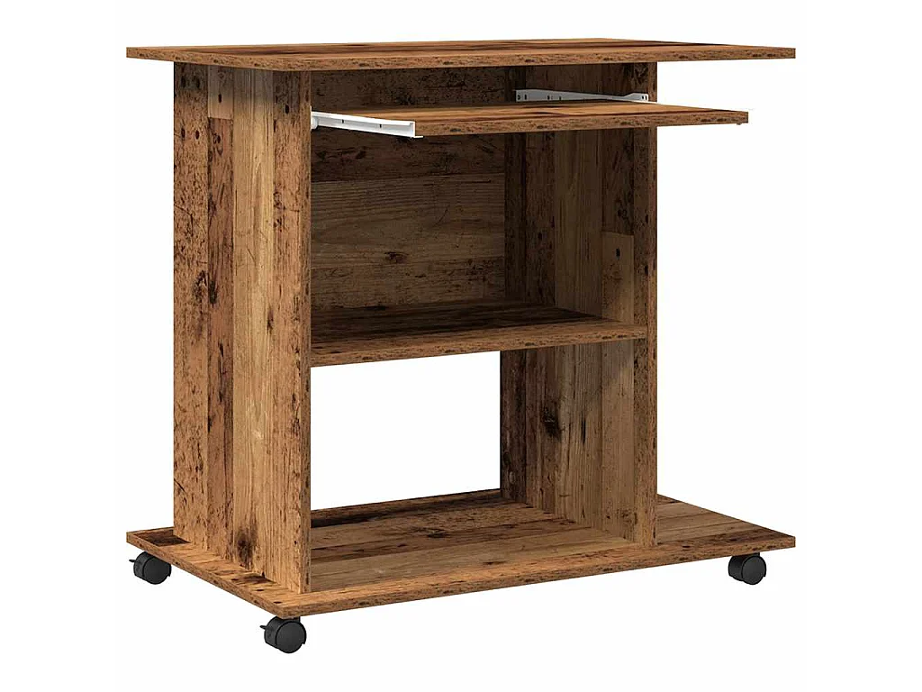 Bureau d'ordinateur vieux bois 80x50x75 cm bois d'ingénierie