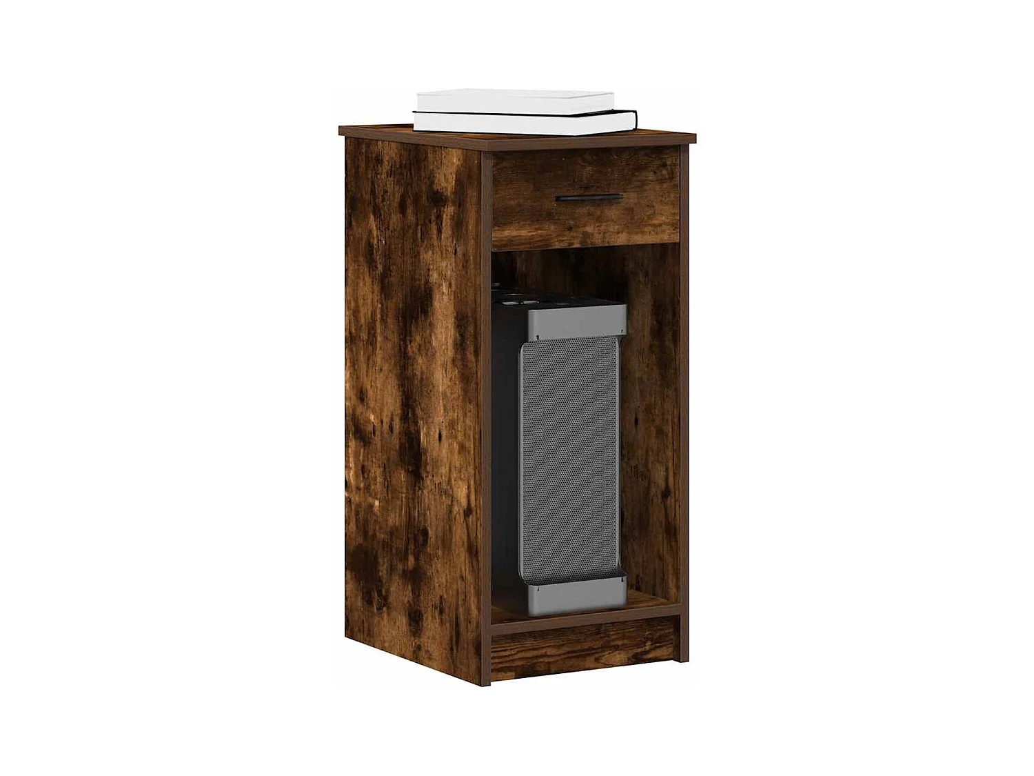 Computertorenstandaard met lade 35x45x77 cm gerookt eikenkleur