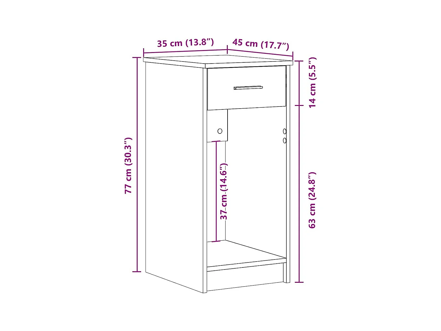 Computertorenstandaard met lade 35x45x77 cm gerookt eikenkleur