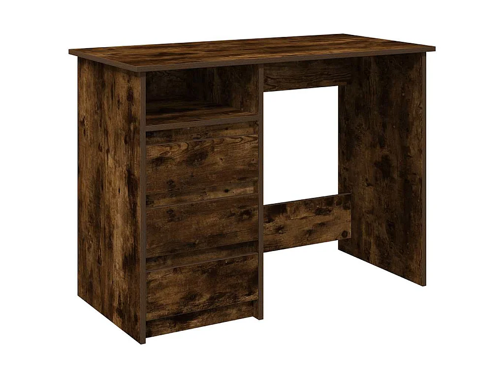 Bureau 102x50x75 cm bewerkt hout gerookt eikenkleurig