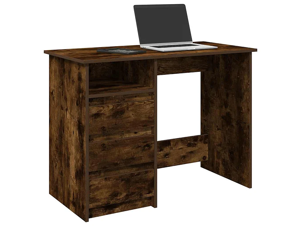 Bureau 102x50x75 cm bewerkt hout gerookt eikenkleurig