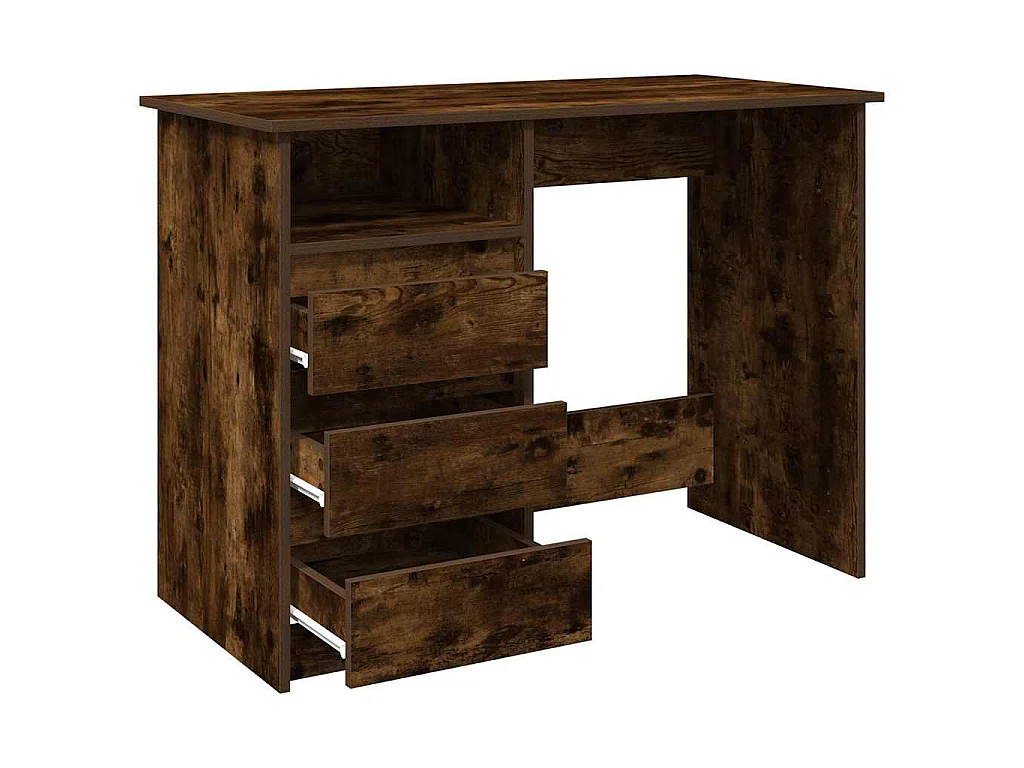 Bureau 102x50x75 cm bewerkt hout gerookt eikenkleurig