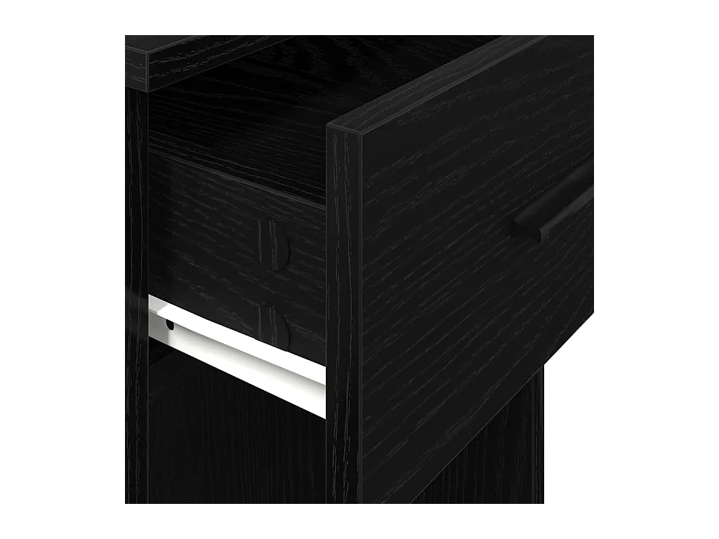 Support de tour d'ordinateur avec tiroir noir 35x45x77 cm