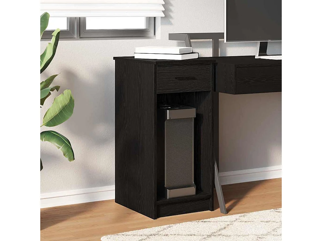 Computerschrank mit Schublade Schwarz 35x45x77 cm