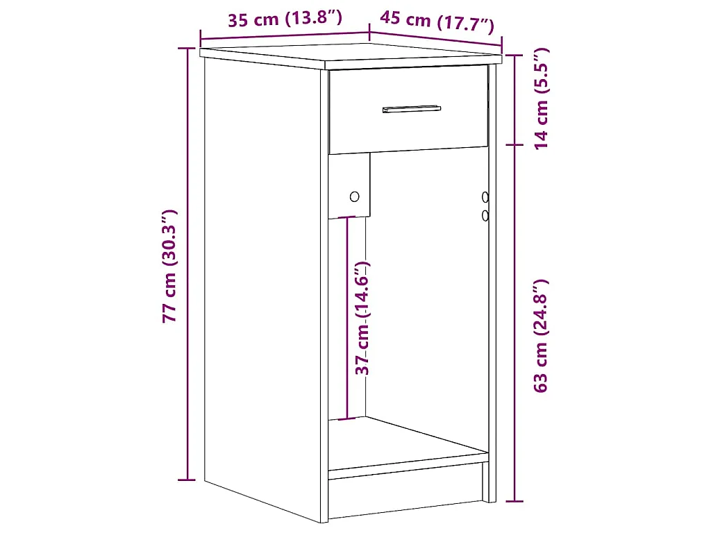 Computerschrank mit Schublade Schwarz 35x45x77 cm