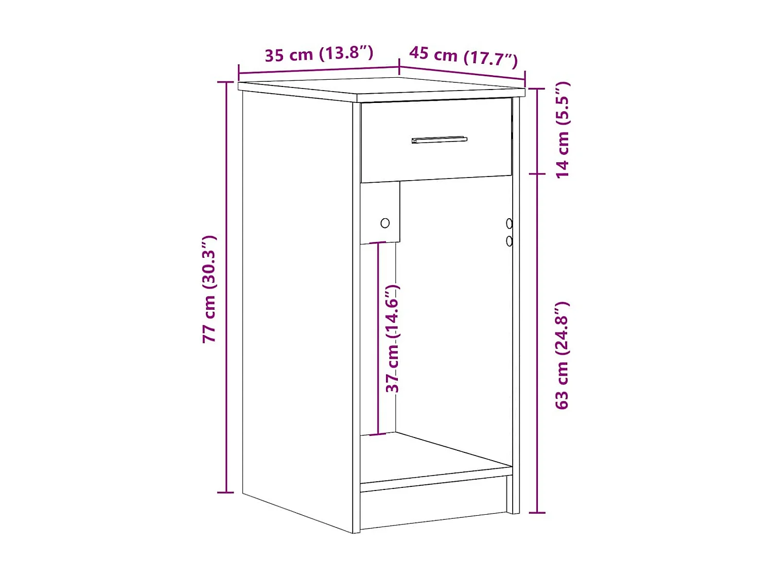 Computertorenstandaard met lade 35x45x77 cm sonoma eikenkleurig