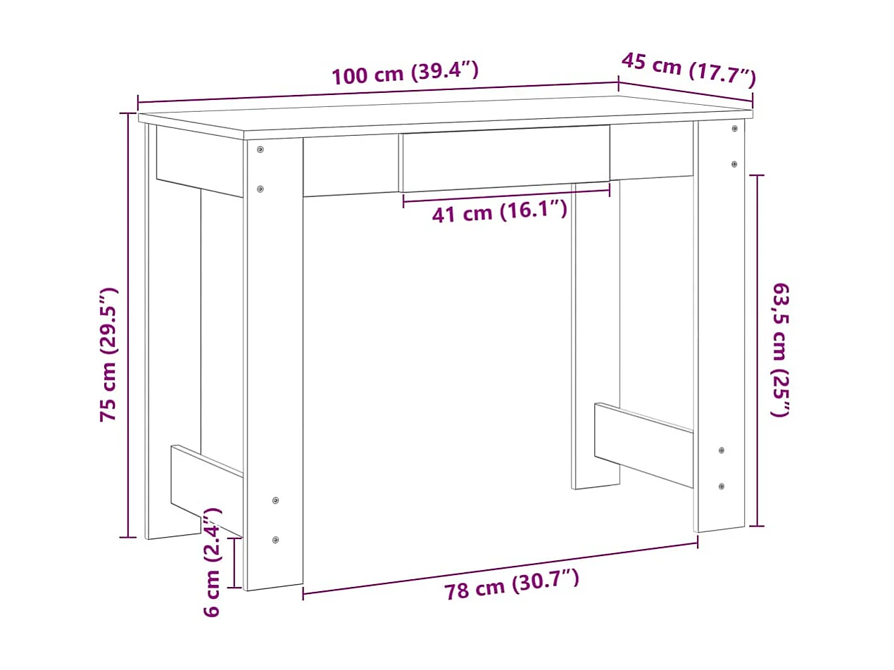 Schreibtisch Sonoma-Eiche 100x45x75 cm Holzwerkstoff