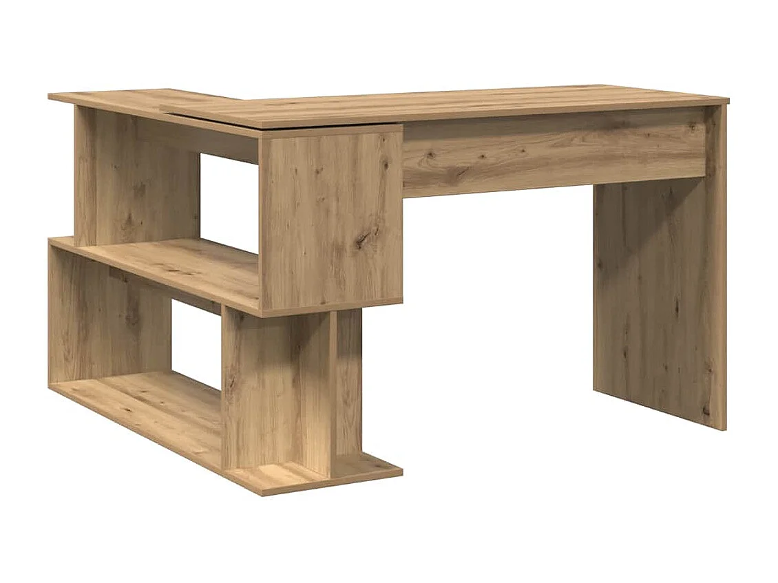 Hoekbureau 200,5x50x76 cm bewerkt hout artisanaal eikenkleur