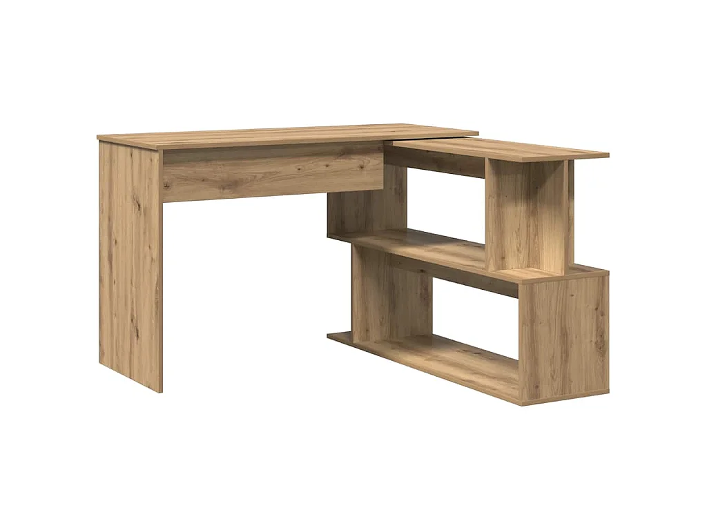Bureau d'angle chêne artisanal 200,5x50x76 cm bois d'ingénierie