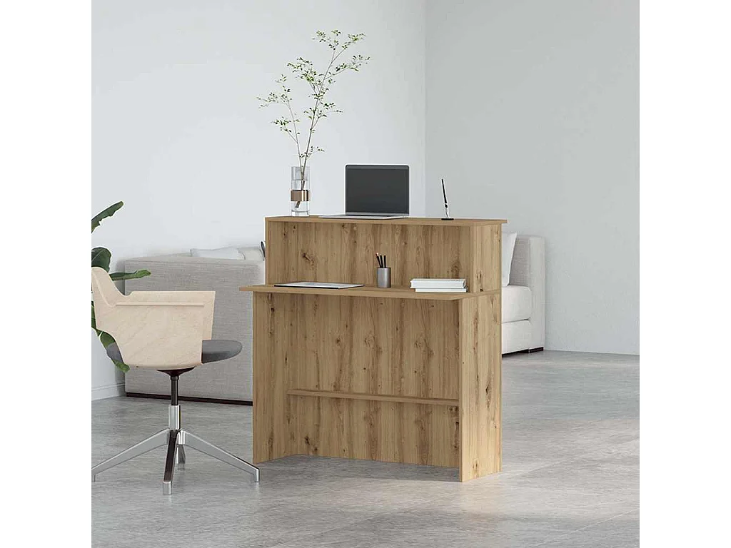 Bureau réception chêne artisanal 100x50x103,5cm bois ingénierie
