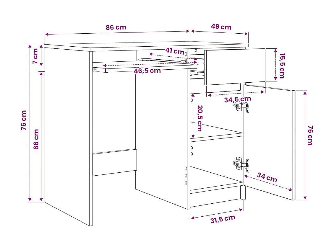 Bureau chêne Sonoma 86x49x76 cm bois d'ingénierie
