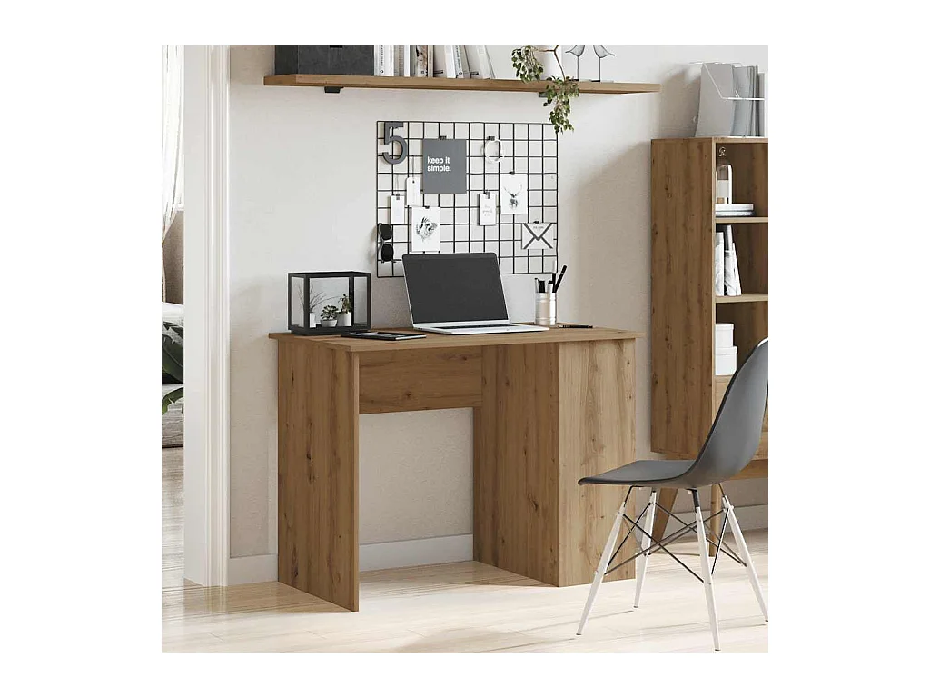 Bureau chêne artisanal 100x55x75 cm bois d'ingénierie