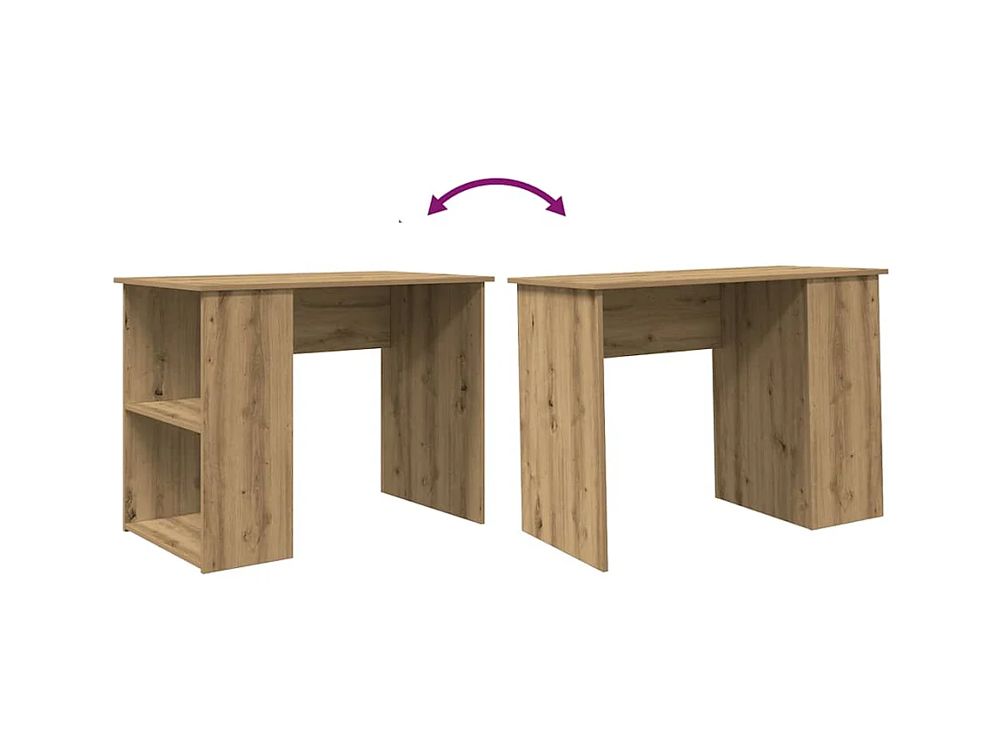 Bureau chêne artisanal 100x55x75 cm bois d'ingénierie