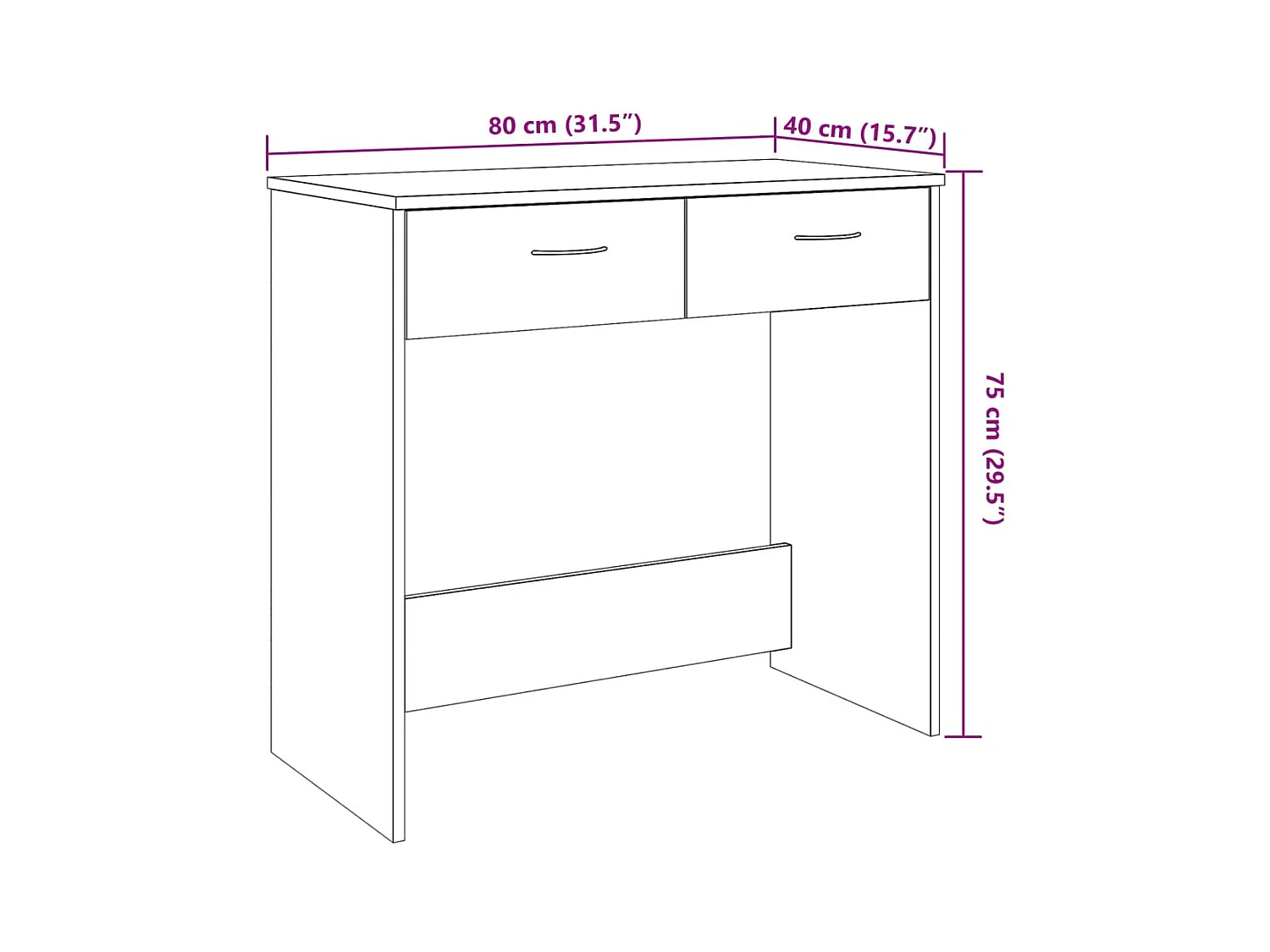 Bureau style vieux bois 80x40x75 cm bois d'ingénierie