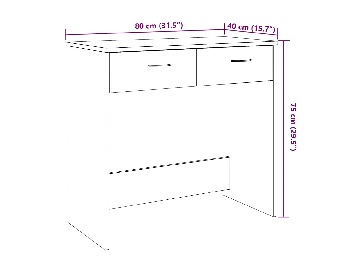 Bureau style vieux bois 80x40x75 cm bois d'ingénierie