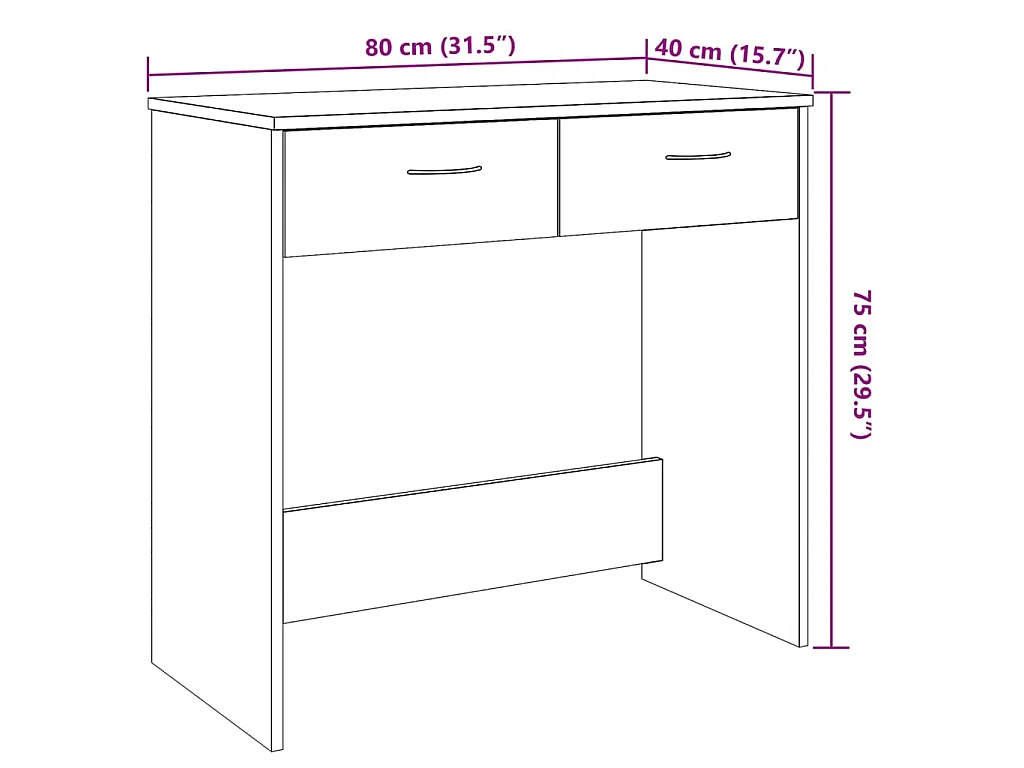 Bureau style vieux bois 80x40x75 cm bois d'ingénierie