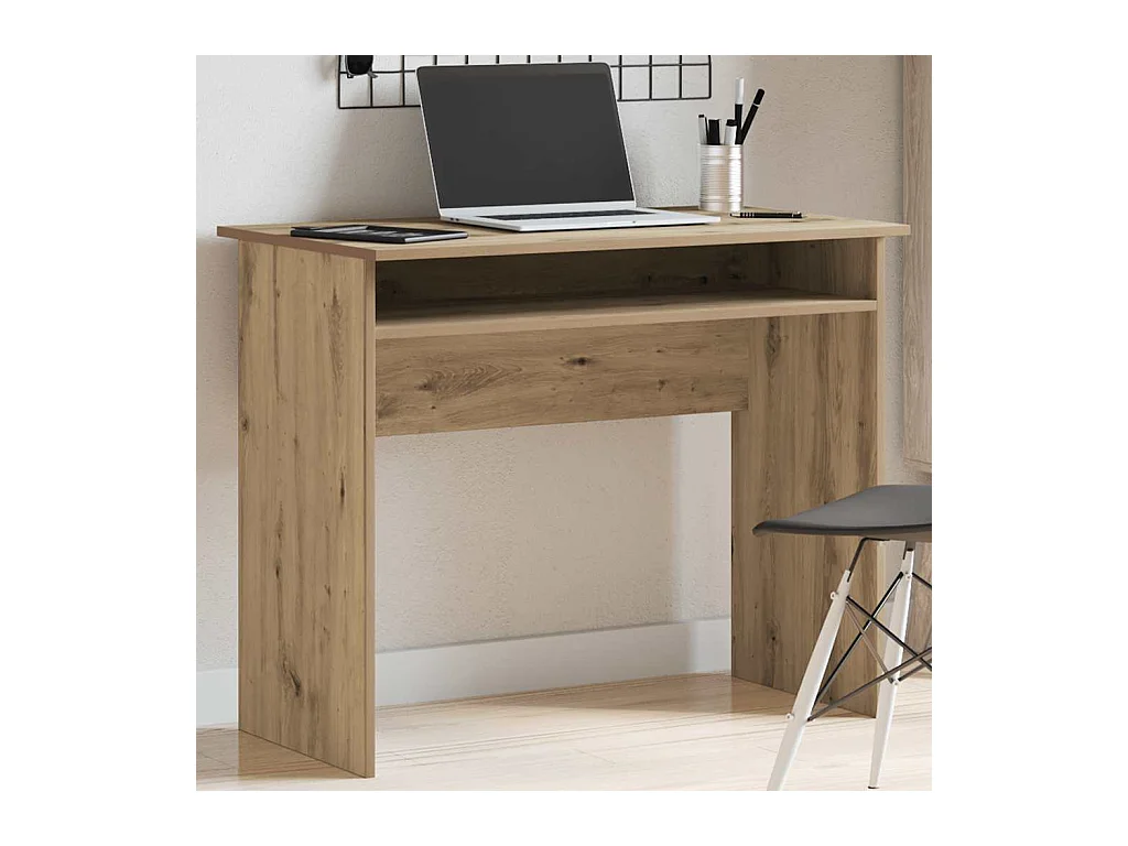 Bureau 90x50x74 cm bewerkt hout artisanaal eikenkleur