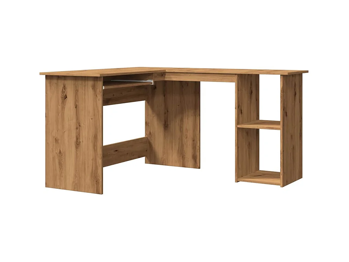 Bureau d'angle chêne artisanal 120x140x75 cm bois d'ingénierie
