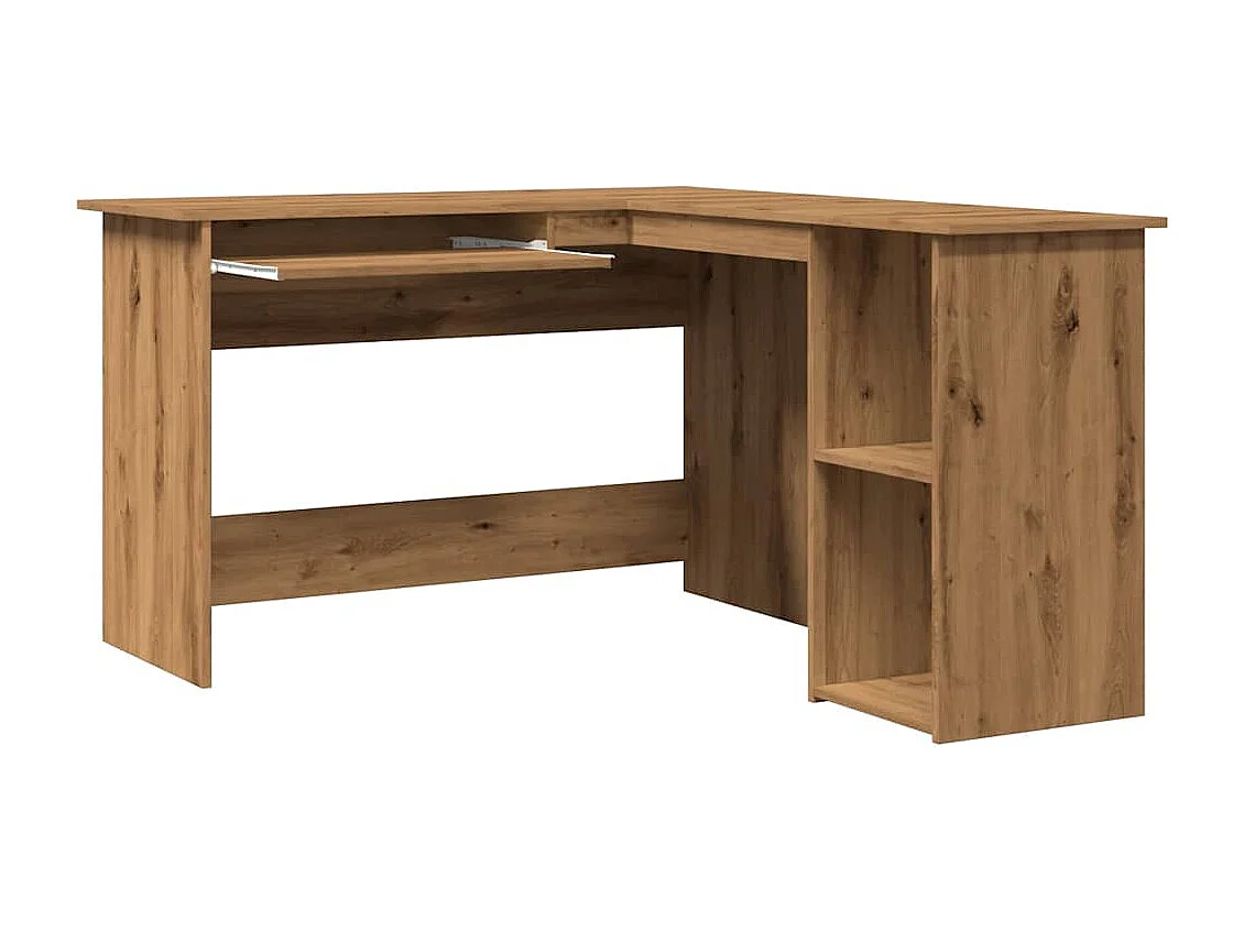 Bureau d'angle chêne artisanal 120x140x75 cm bois d'ingénierie