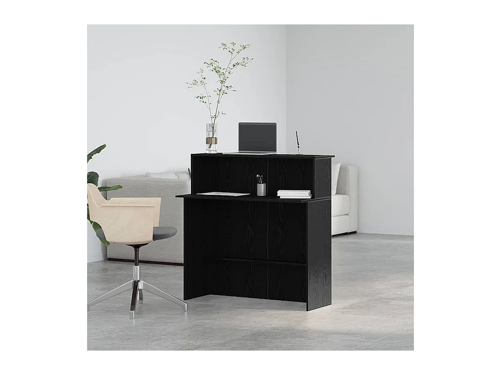 Bureau de réception noir 100x50x103,5 cm bois d'ingénierie
