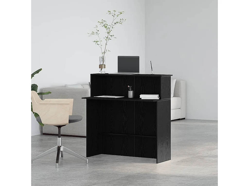 Bureau de réception noir 100x50x103,5 cm bois d'ingénierie