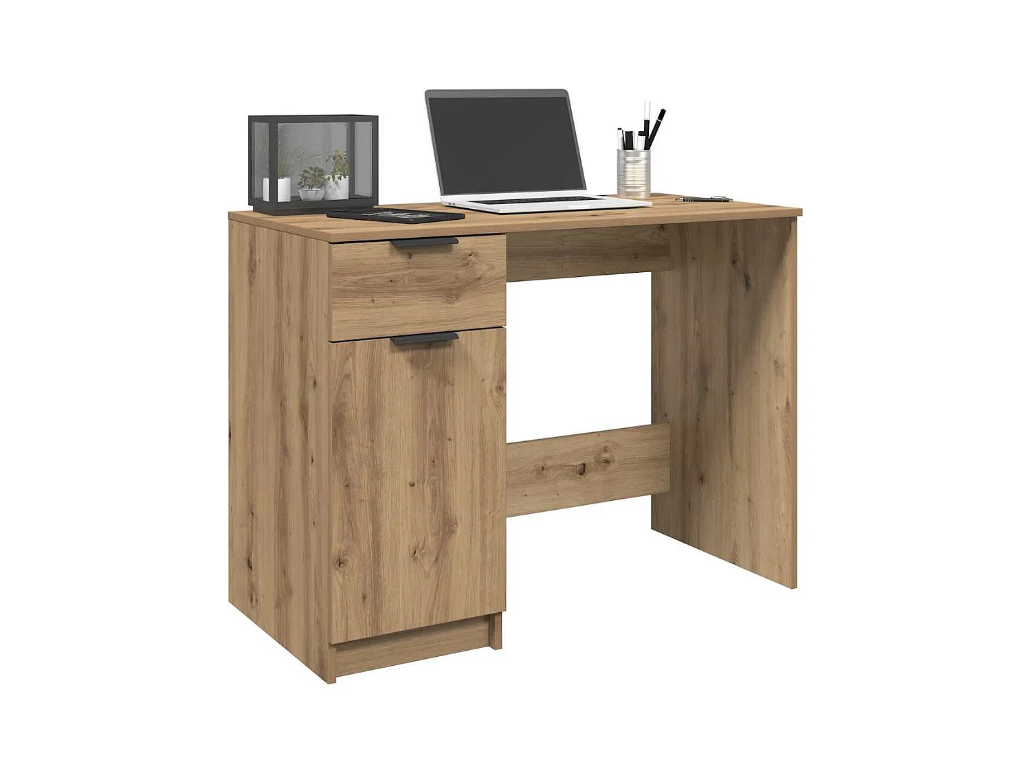 Bureau chêne artisanal 100x50x75 cm bois d'ingénierie
