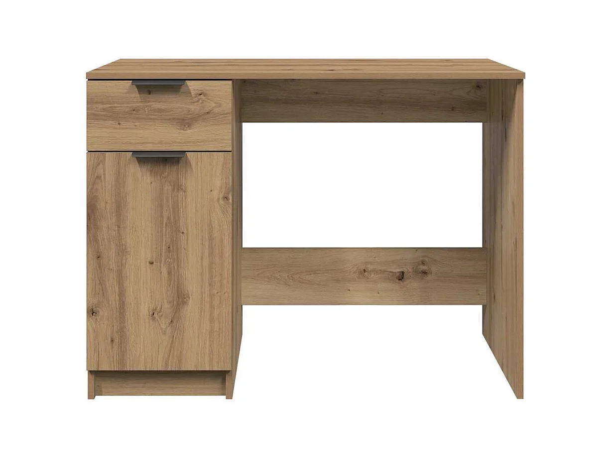 Bureau chêne artisanal 100x50x75 cm bois d'ingénierie