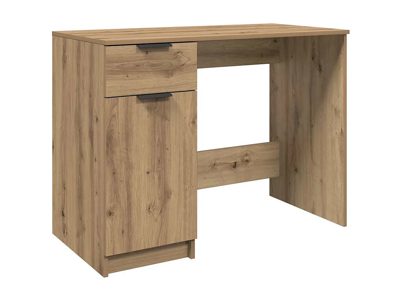 Bureau chêne artisanal 100x50x75 cm bois d'ingénierie